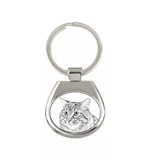 Kurilian bobtail longhaired - keychain with a cat, keychain with a print, personalized pendant from the Art-Dog brand