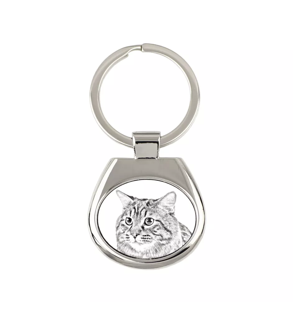 Kurilian bobtail à poil long - porte-clés avec un chat, porte-clés imprimé, breloque personnalisée de la marque Art-Dog