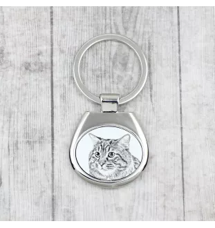 Kurilian bobtail à poil long - porte-clés avec un chat, porte-clés imprimé, breloque personnalisée de la marque Art-Dog