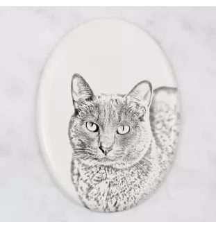 Korat Cat - commemorative plaque with a cat photo, tombstone with a print, personalized oval plaque from the Art-Dog brand
