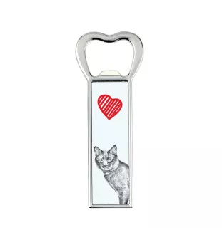 Kurilian bobtail - bottle opener with a cat, personalized fridge opener, unique gift for men by Art-Dog brand