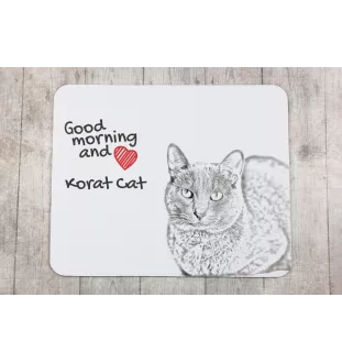 Korat Cat - mouse pad with print, personalized cat pad, unique gadget for an office worker from the Art-Dog brand