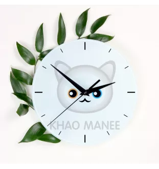 Khao Manee - MDF-Uhr mit Grafik und Logo der Marke Art-Dog