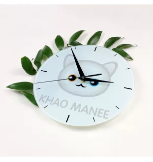 Khao Manee - horloge MDF avec graphisme et logo de la marque Art-Dog