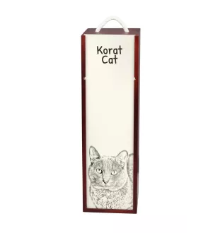 Korat Cat - wine box with a cat, alcohol box with graphics, personalized gift box from the Art-Dog brand