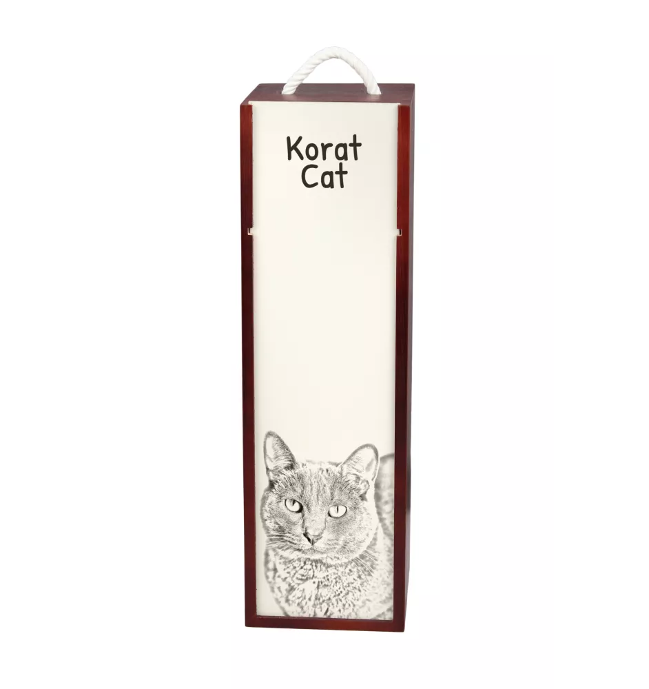 Korat Katze - Weinbox mit Katze, Alkoholbox mit Grafik, personalisierte Geschenkbox der Marke Art-Dog