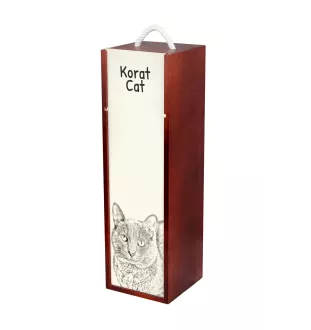 Chat Korat - boîte à vin avec un chat, boîte à alcool avec une illustration, boîte personnalisée pour cadeau de la marque Art-Dog