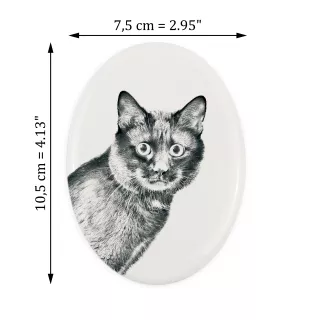 Bobtail kurilien - une plaque commémorative avec une photo de chat, une plaque funéraire avec une impression, une plaque ovale personnalisée de la marque Art-Dog