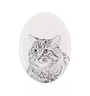 Kurilianer Bobtail langhaarig - Gedenktafel mit einem Foto einer Katze, Grabplatte mit Druck, personalisierte ovale Platte der Marke Art-Dog