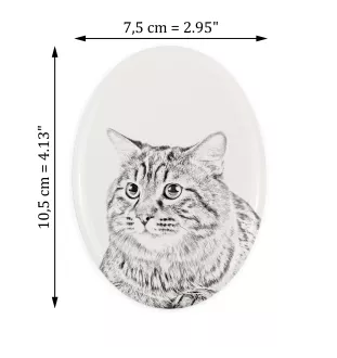 Kurilian bobtail à poil long - une plaque commémorative avec une photo de chat, une plaque funéraire avec une impression, une plaque ovale personnalisée de la marque Art-Dog