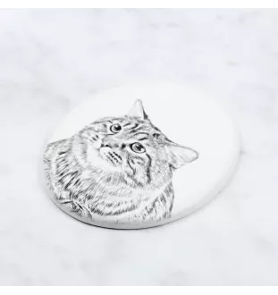 Kurilianer Bobtail langhaarig - Gedenktafel mit einem Foto einer Katze, Grabplatte mit Druck, personalisierte ovale Platte der Marke Art-Dog