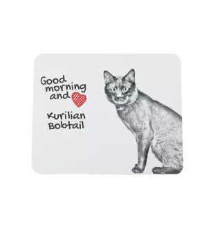 Bobtail kurilien - tapis de souris imprimé, tapis de souris personnalisé avec un chat, un gadget unique pour un employé de bureau de la marque Art-Dog