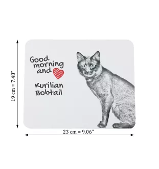 Kurilian bobtail - mouse pad with print, personalized cat pad, unique gadget for an office worker from the Art-Dog brand