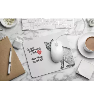 Kurilian bobtail - mouse pad with print, personalized cat pad, unique gadget for an office worker from the Art-Dog brand