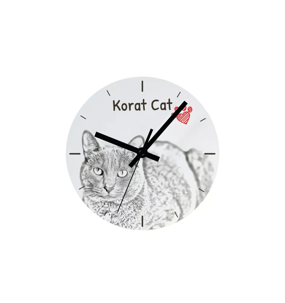 Korat Cat - wall clock with a cat, shelf clock with a print, personalized home decoration from the Art-Dog brand