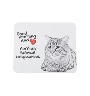 Kurilian bobtail longhaired - mouse pad with print, personalized cat pad, unique gadget for an office worker from the Art-Dog brand