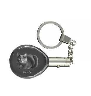 Korat Katze - Fob with cat photo, crystal key ring in gift box, unique gift by Art-Dog brand