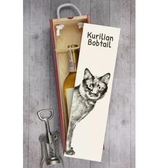 Bobtail kurilien - boîte à vin avec un chat, boîte à alcool avec une illustration, boîte personnalisée pour cadeau de la marque Art-Dog