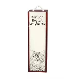 Kurilian bobtail longhaired - wine box with a cat, alcohol box with graphics, personalized gift box from the Art-Dog brand