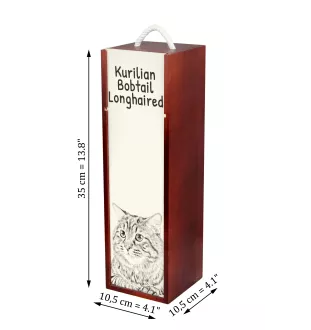 Kurilian bobtail longhaired - wine box with a cat, alcohol box with graphics, personalized gift box from the Art-Dog brand