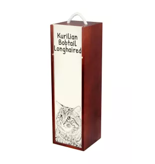 Kurilianer Bobtail langhaarig - Weinbox mit Katze, Alkoholbox mit Grafik, personalisierte Geschenkbox der Marke Art-Dog