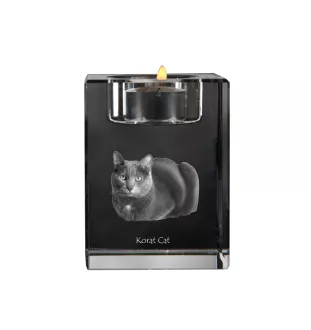 Korat - Kerzenhalter mit Katzenfoto, Teelichthalter aus Kristall, personalisiertes Geschenk der Marke Art-Dog