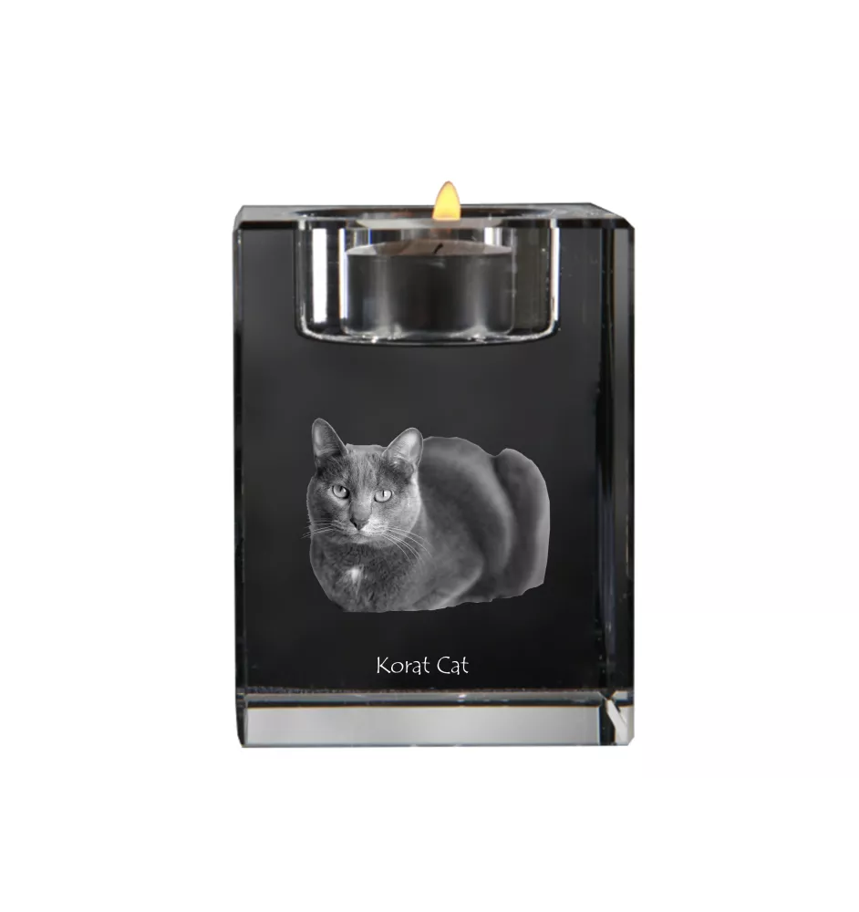 Korat - Kerzenhalter mit Katzenfoto, Teelichthalter aus Kristall, personalisiertes Geschenk der Marke Art-Dog