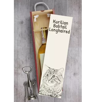 Kurilianer Bobtail langhaarig - Weinbox mit Katze, Alkoholbox mit Grafik, personalisierte Geschenkbox der Marke Art-Dog