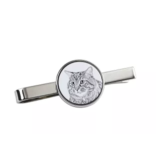 Kurilian bobtail longhaired - cat tie clip, personalized tie clip, unique gift for men from Art-Dog brand