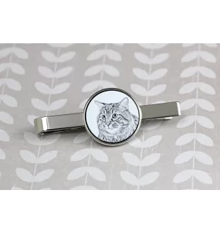 Kurilian bobtail à poil long - pince à cravate avec un chat, pince à cravate personnalisée, cadeau unique pour homme de la marque Art-Dog