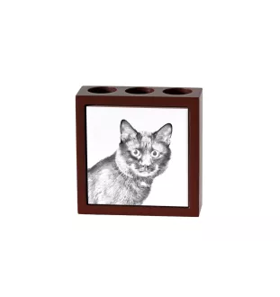 Kurilianer Bobtail - Stifthalter mit Katze, Schreibtischorganizer mit Aufdruck, personalisierte Schreibtischdekoration von der Marke Art-Dog