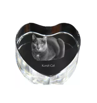 Korat Cat - crystal clock with a picture of a cat, heart-shaped shelf clock, personalized standing clock by Art-Dog brand