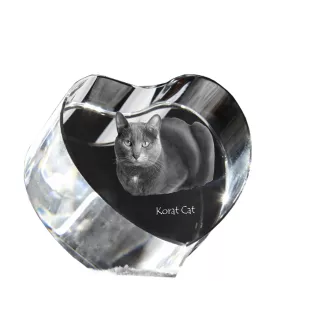 Korat Cat - crystal clock with a picture of a cat, heart-shaped shelf clock, personalized standing clock by Art-Dog brand