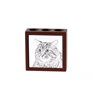 Kurilian bobtail à poil long - porte-stylo avec un chat, organiseur de bureau avec impression, décoration de bureau personnalisée de la marque Art-Dog