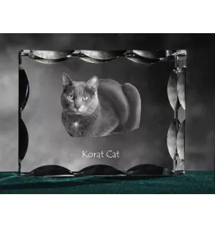 Chat Korat - cristal avec une photo de chat, une statuette en verre avec une photo, un cadre exceptionnel avec une photo de la marque Art-Dog