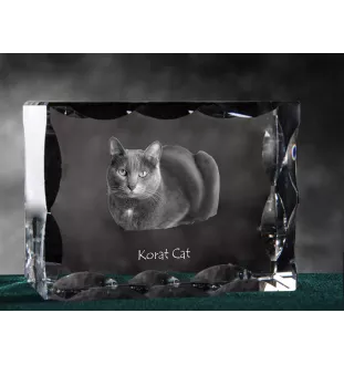 Korat Katze - Kristall mit Katzenbild, Glasstatuette mit Bild, einzigartiger Bilderrahmen der Marke Art-Dog