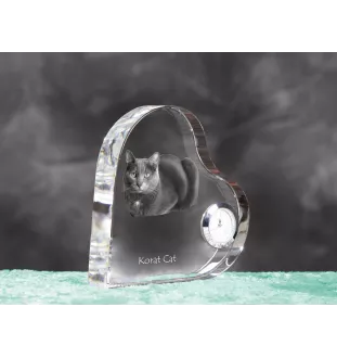 Korat Cat - crystal clock with a picture of a cat, heart-shaped shelf clock, personalized standing clock by Art-Dog brand