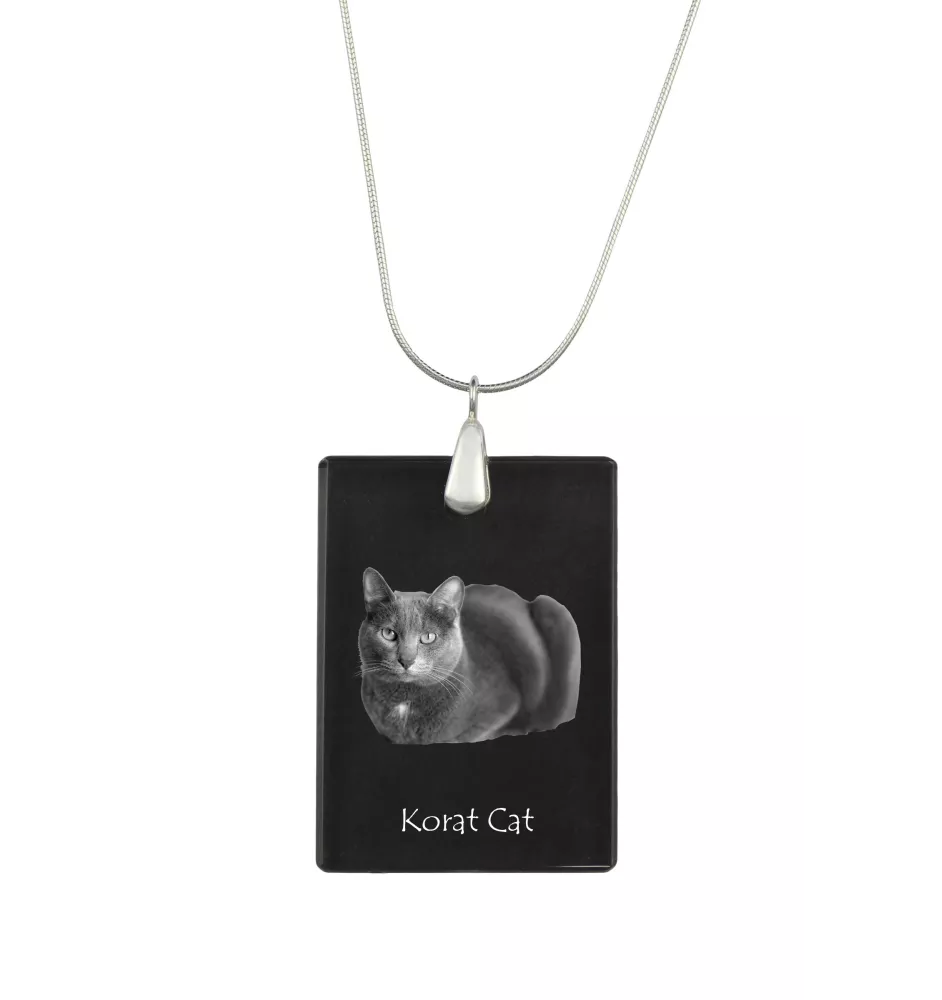 Korat Cat - Crystal pendant with cat, silver necklace with photo, personalised pendant by Art-Dog brand