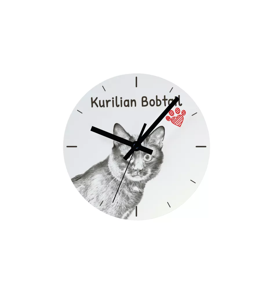 Kurilianer Bobtail - Wanduhr mit Katze, Regal Uhr mit Druck, personalisierte Hausdekoration von Art-Dog.