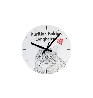 Kurilianer Bobtail langhaarig - Wanduhr mit Katze, Regal Uhr mit Druck, personalisierte Hausdekoration von Art-Dog.
