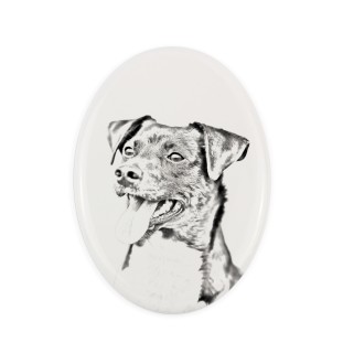 Dänisch-Schwedischer Farmhund, Dansk-Svensk Gårdshund - Gedenktafel mit einem Foto eines Hundes, Grabplatte mit Druck, personalisierte ovale Platte der Marke Art-Dog