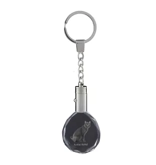 Kurilian bobtail - Fob with cat photo, crystal key ring in gift box, unique gift by Art-Dog brand