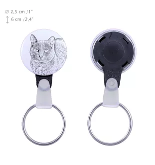Korat Cat - handmade keychain with a cat portrait, purse charm, product of the Art-Dog brand.