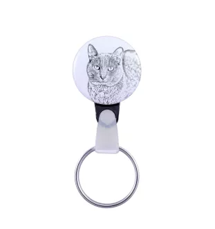 Korat Cat - handmade keychain with a cat portrait, purse charm, product of the Art-Dog brand.