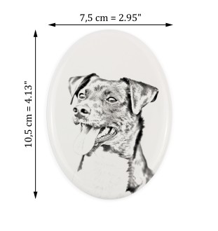 Dänisch-Schwedischer Farmhund, Dansk-Svensk Gårdshund - Gedenktafel mit einem Foto eines Hundes, Grabplatte mit Druck, personalisierte ovale Platte der Marke Art-Dog