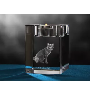 Kurilianer Bobtail - Kerzenhalter mit Katzenfoto, Teelichthalter aus Kristall, personalisiertes Geschenk der Marke Art-Dog