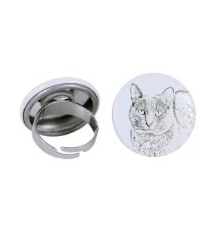 Chat Korat - une bague unique, faite à la main, bijoux pour femmes de la marque Art-Dog