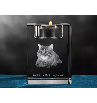 Kurylski bobtail długowłosy świecznik kryształowy z kotem Art-Dog