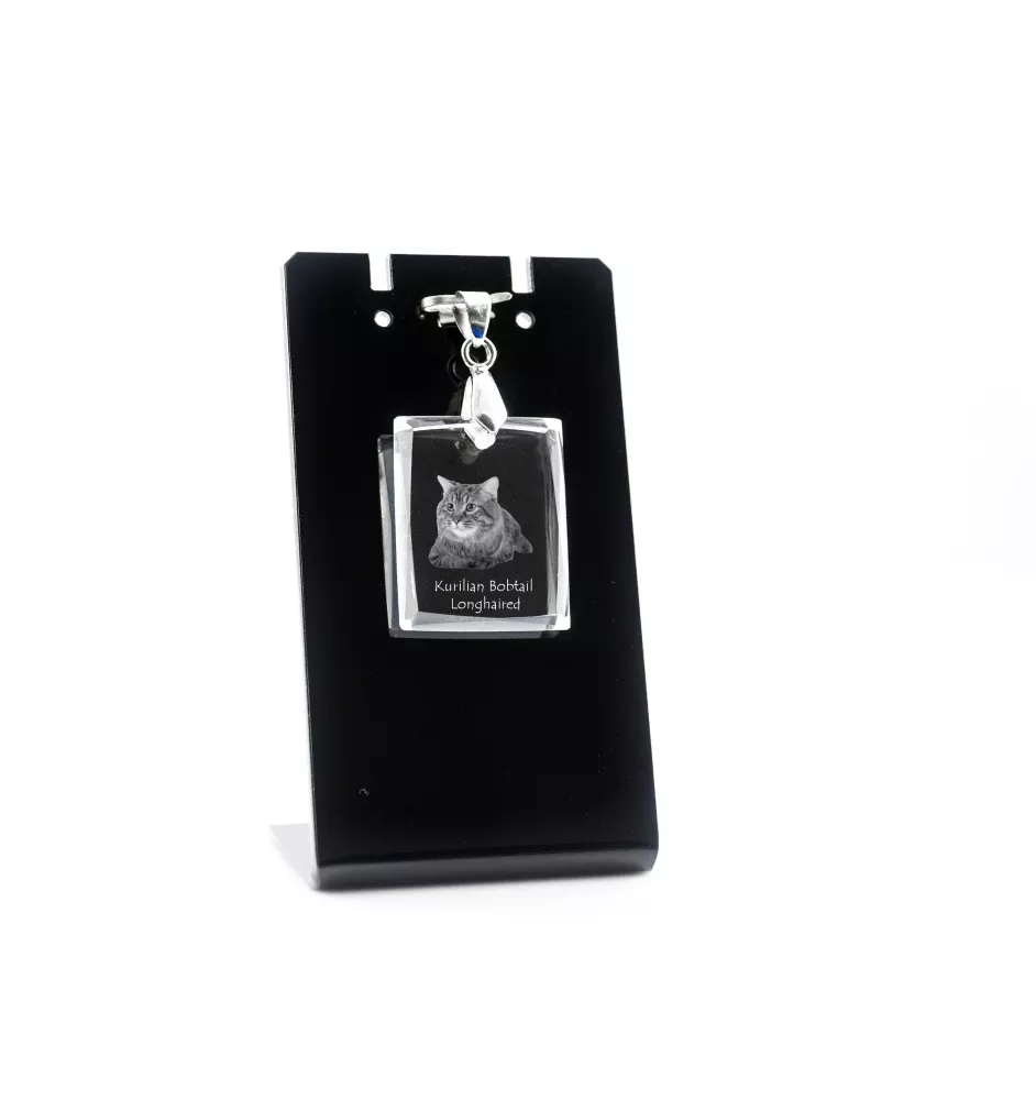 Kurilianer Bobtail langhaarig - Crystal cat pendant, photo necklace, unique jewellery by Art-Dog