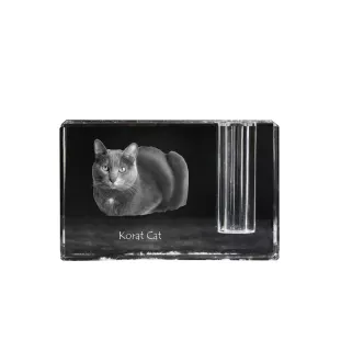 Chat Korat - Porte-stylos, organiseur en cristal avec photo de chat, décoration de bureau unique par la marque Art-Dog